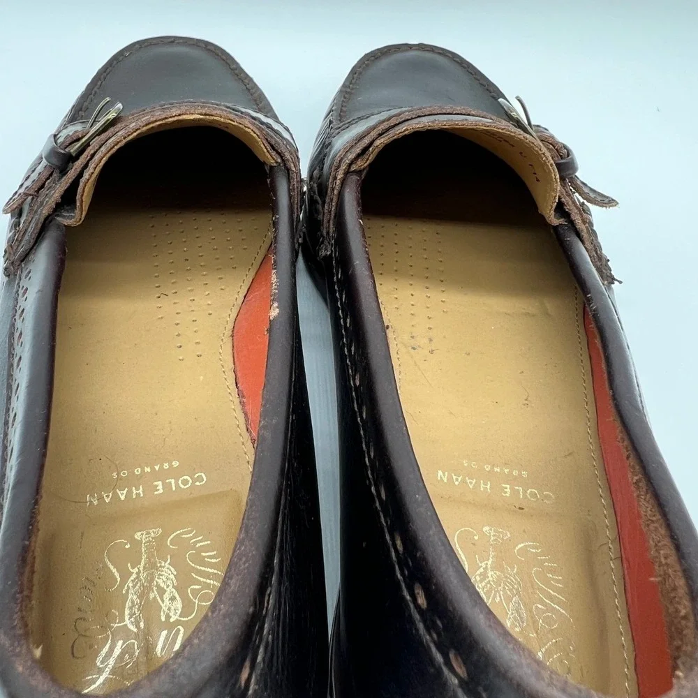 Cole Haan Grand OS Loafers Pinch Hand Sewn Buckle Loafers Men's 8 Leather Brogue